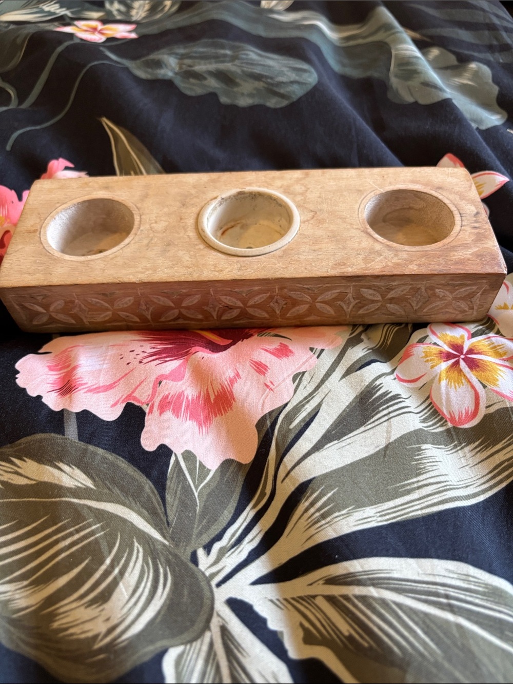 Hearth & Hand Carved Triple Tealight Holder